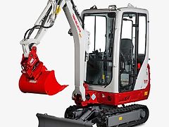 Takeuchi TB216 Minibagger Kabine mit Böschungslöffel, Tieflöffel, Powertilt