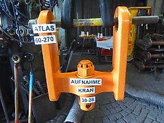 Atlas - Kreuz-Gelenk, Last-Haken, Kranaufnahme Atlas - Bagger-Aufnahme: 60-270 mm lichte Weite - Aufnahme unten Identmaße: 30-28mm - Bagger: 4t-5t